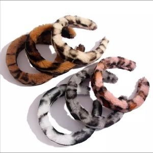 Women Vintage Fur Leopard Print Headbands
